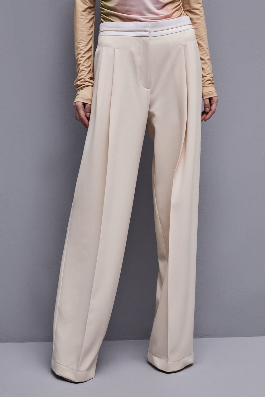 Patrizia Pepe Palazzo Pants In Technical Fabric Beige | HUQDAR-605