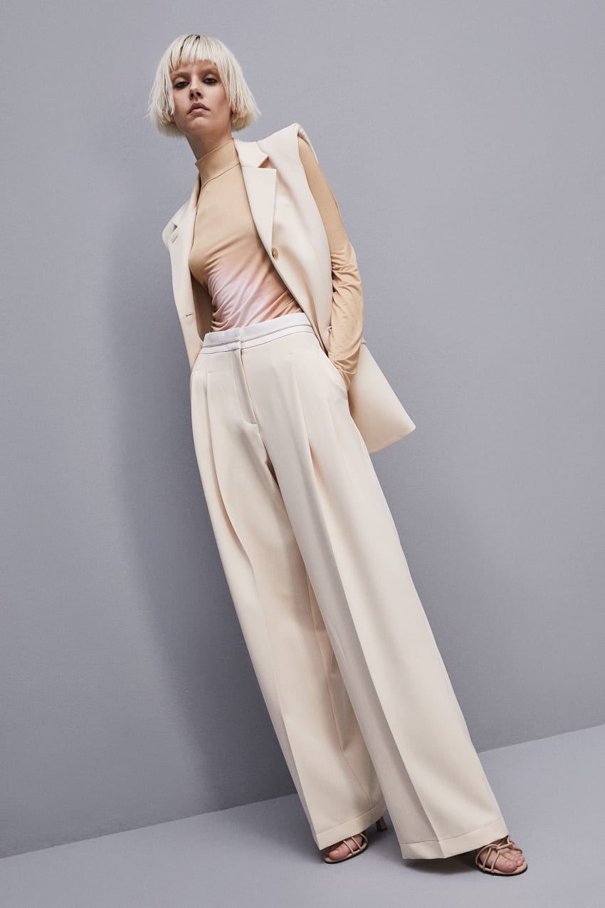 Patrizia Pepe Palazzo Pants In Technical Fabric Beige | HUQDAR-605