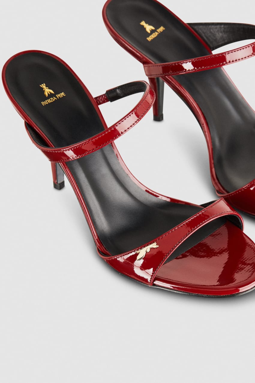 Patrizia Pepe Patent Leather Heeled Sandals Rot | HODGPU-784