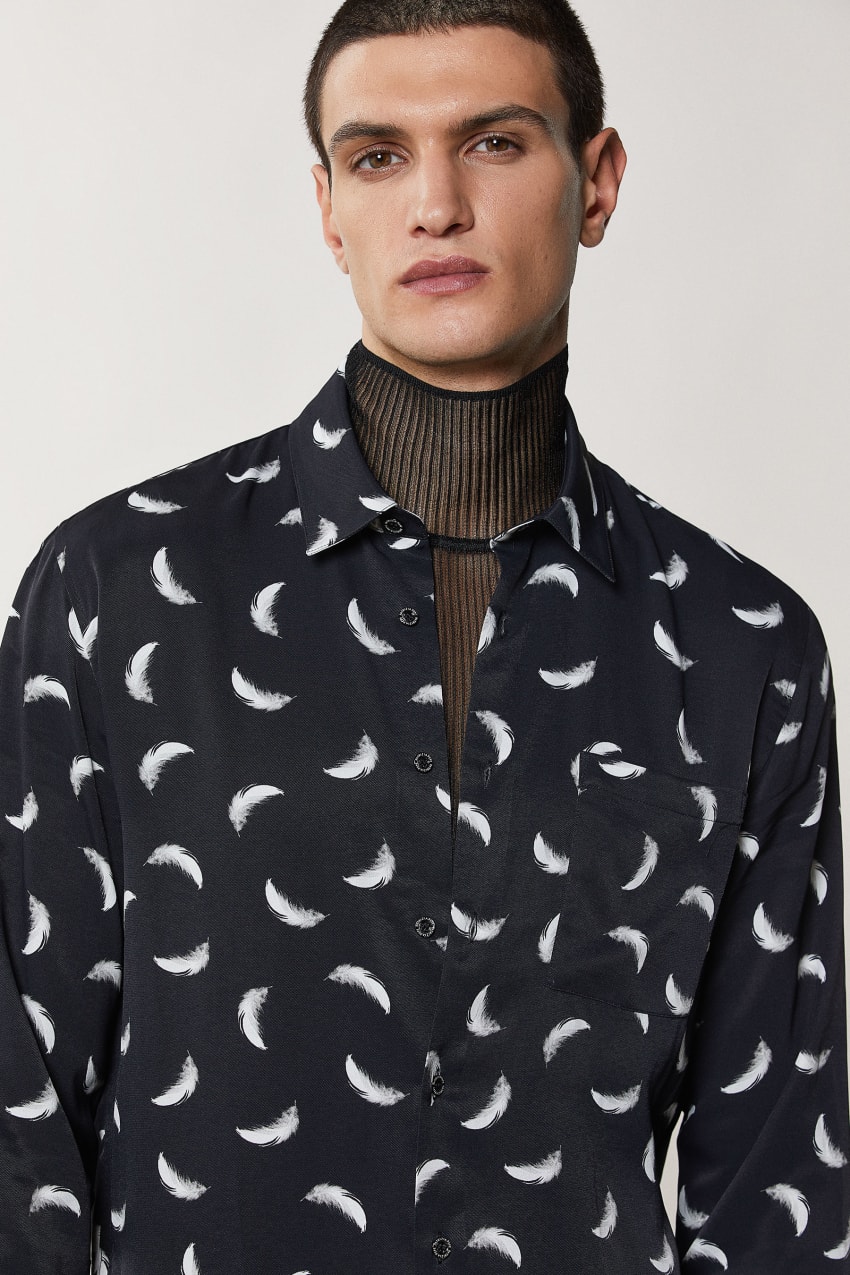 Patrizia Pepe Patterned Shirt With Breast Pocket Schwarz | LWPKVC-376