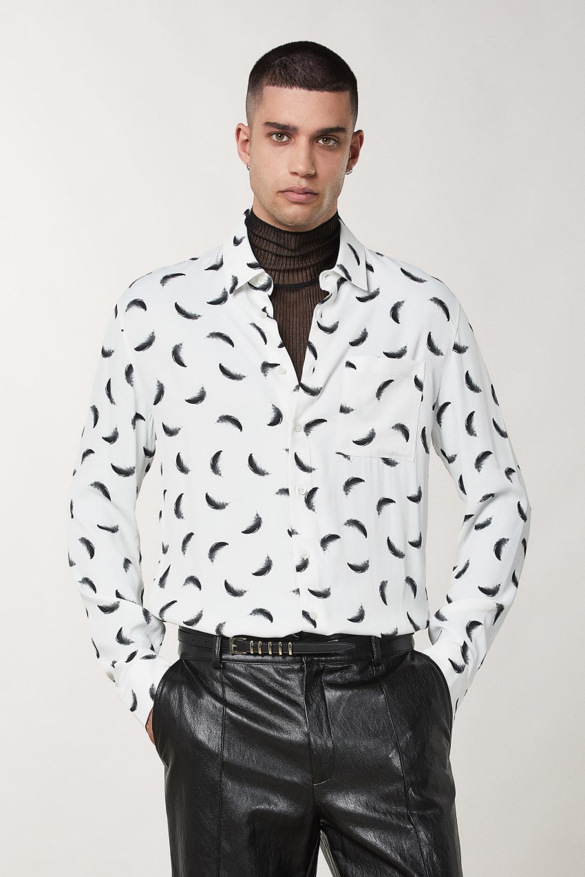 Patrizia Pepe Patterned Shirt With Breast Pocket Weiß | HRJEQZ-185