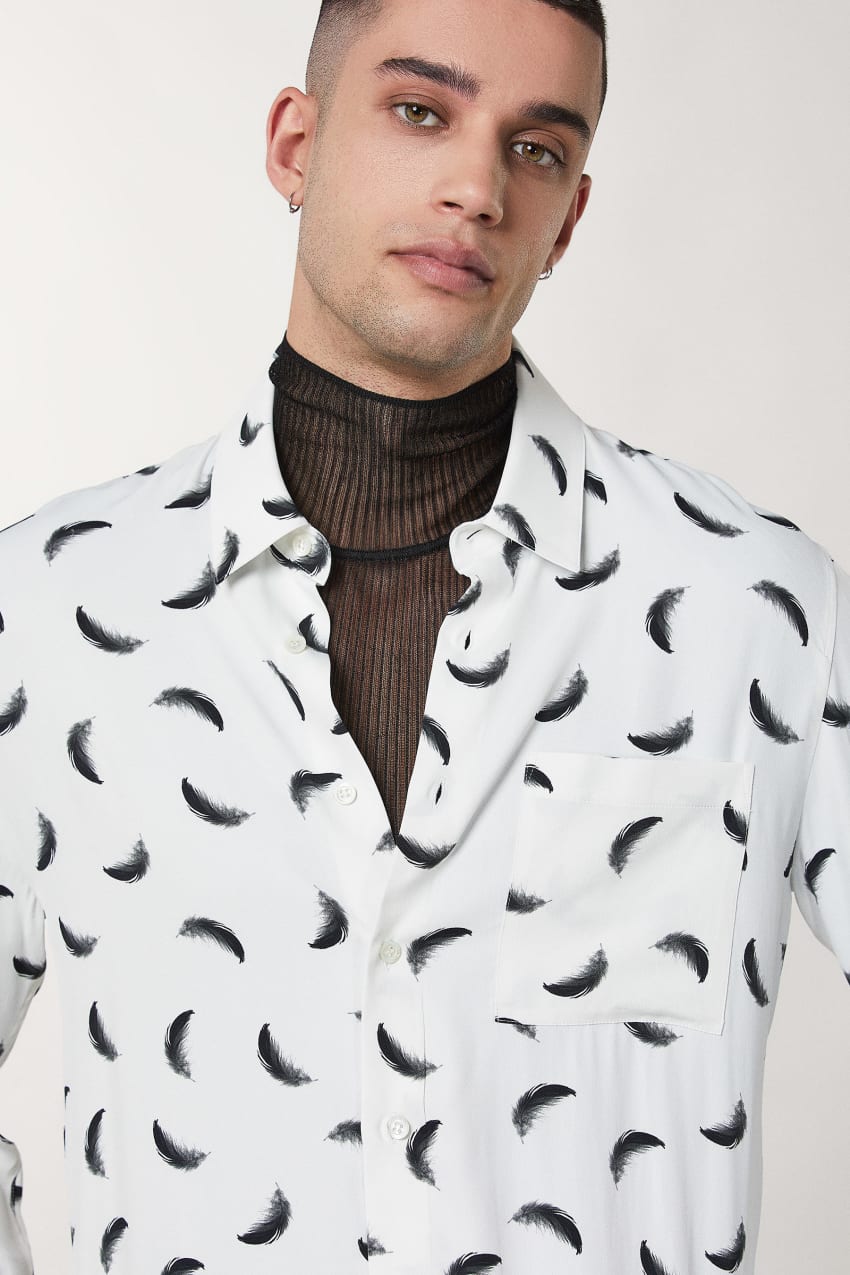 Patrizia Pepe Patterned Shirt With Breast Pocket Weiß | HRJEQZ-185