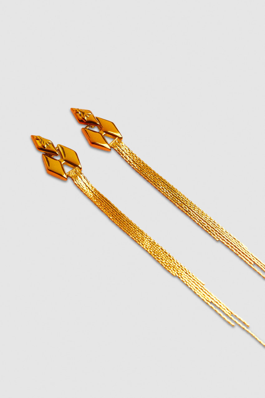 Patrizia Pepe Pendant Earrings With Micro Fly Links And Metal Fringing Orange | ZVFDKN-126