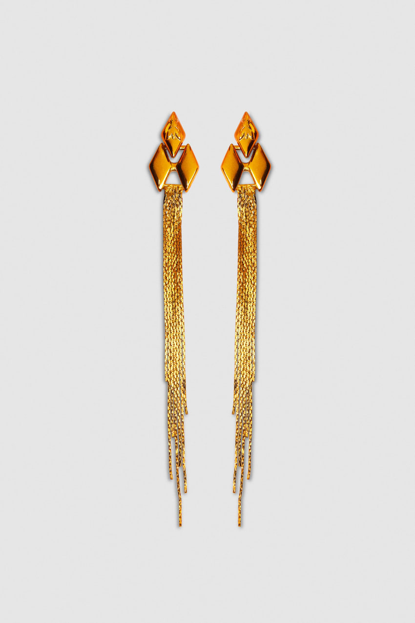 Patrizia Pepe Pendant Earrings With Micro Fly Links And Metal Fringing Orange | ZVFDKN-126