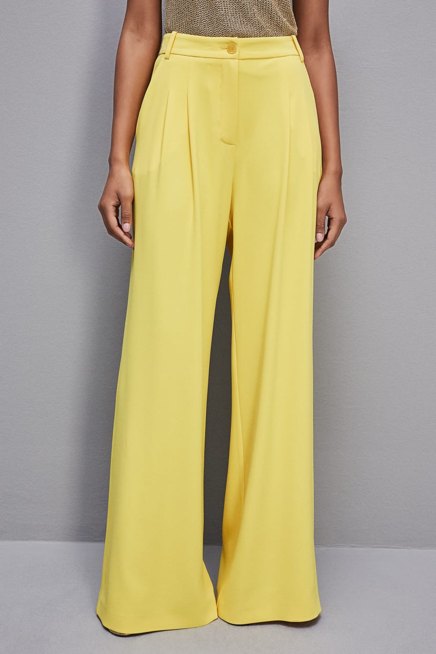 Patrizia Pepe Pleated Pants In Fluid Twill Gelb | TLKMDP-294