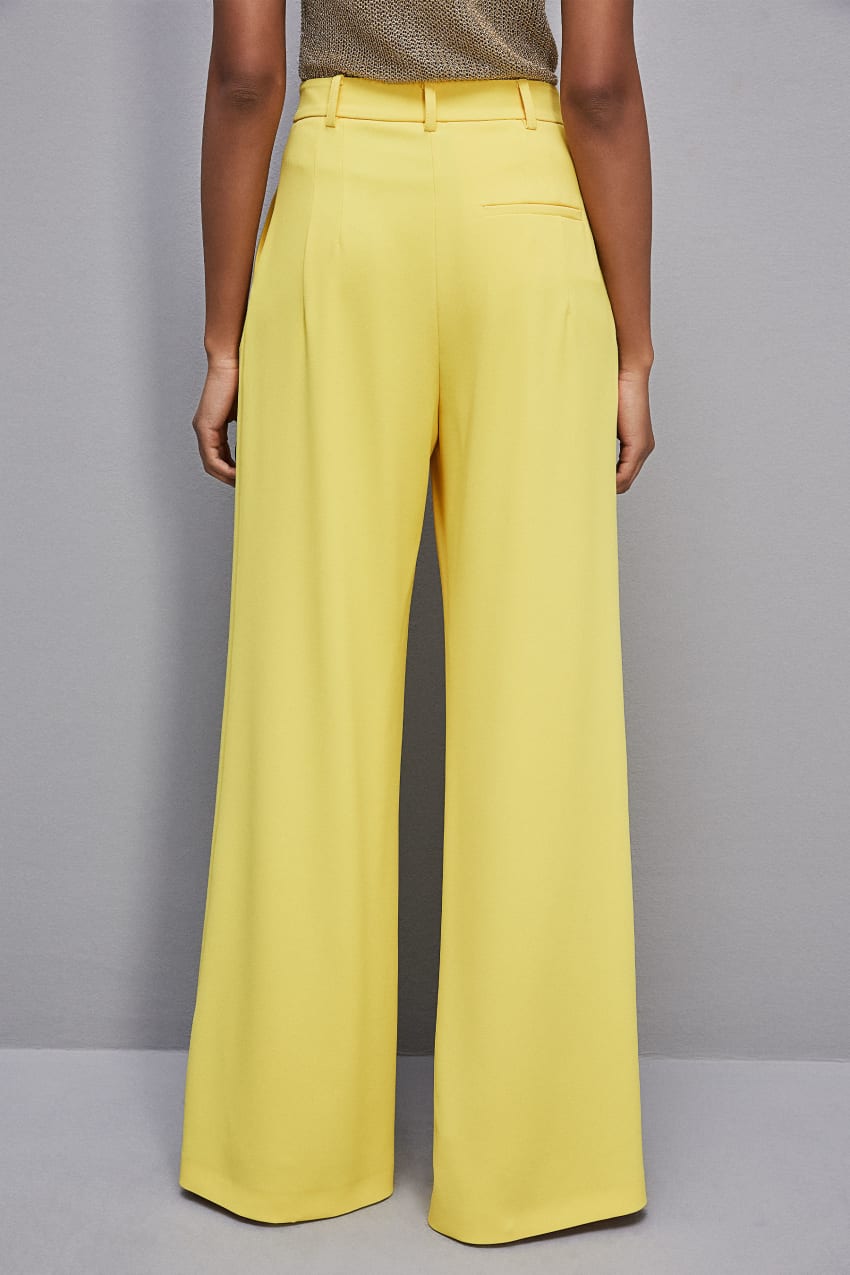 Patrizia Pepe Pleated Pants In Fluid Twill Gelb | TLKMDP-294