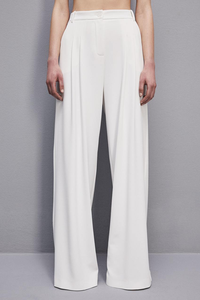 Patrizia Pepe Pleated Pants In Fluid Twill Weiß | XVHTDA-987