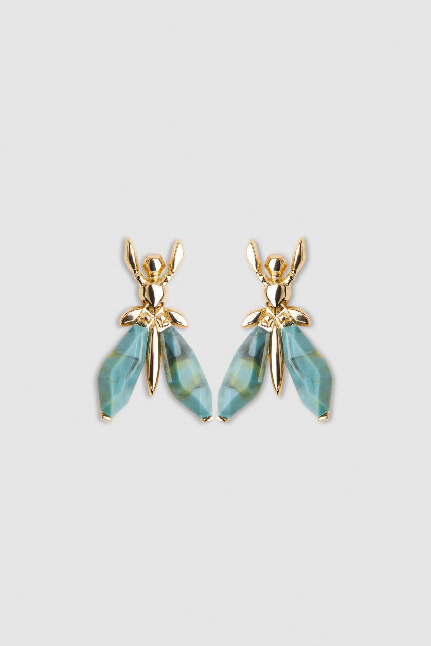 Patrizia Pepe Precious Fly Earrings With Stones Grün | MGKXLC-742