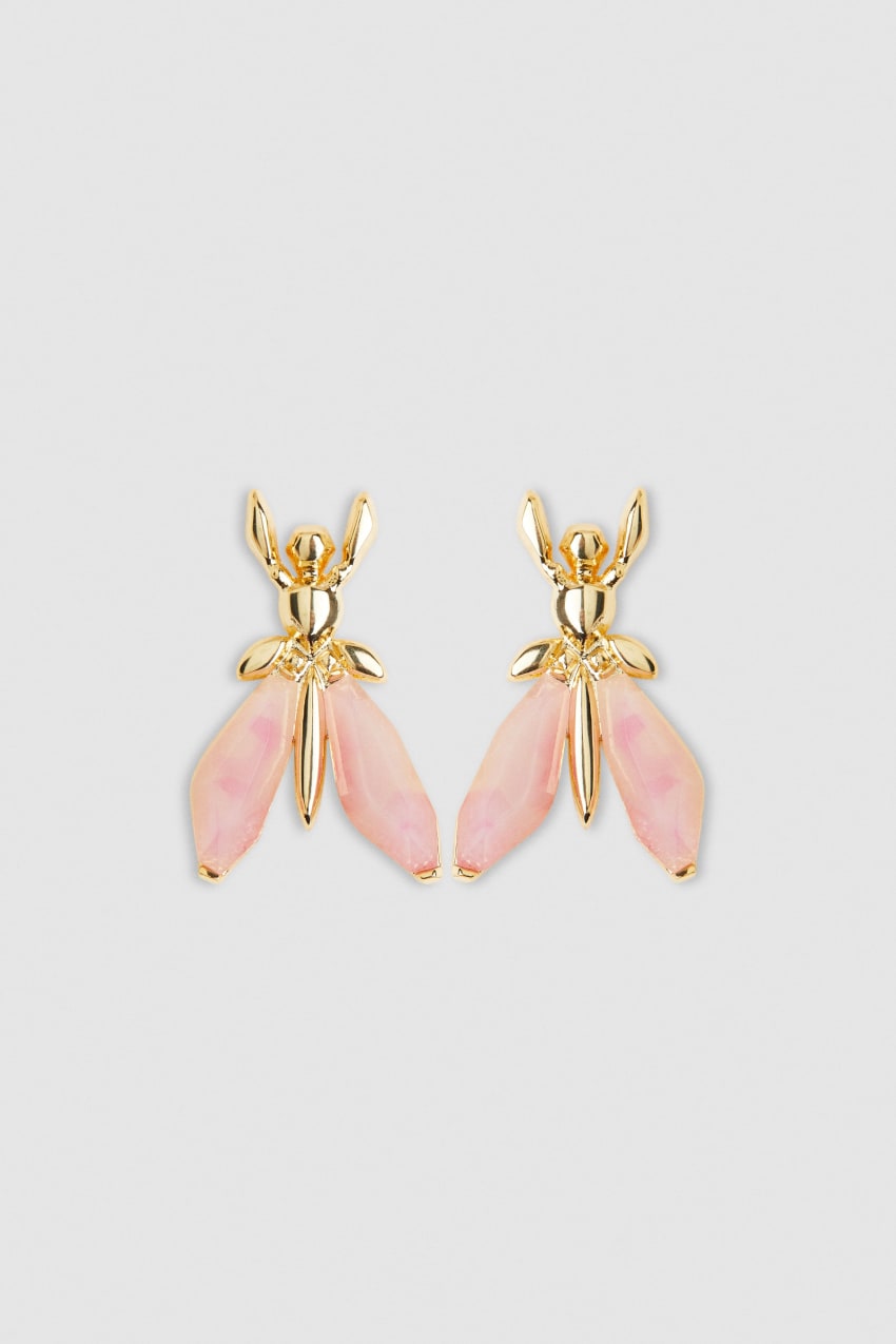 Patrizia Pepe Precious Fly Earrings With Stones Rosa | PJRVYI-458