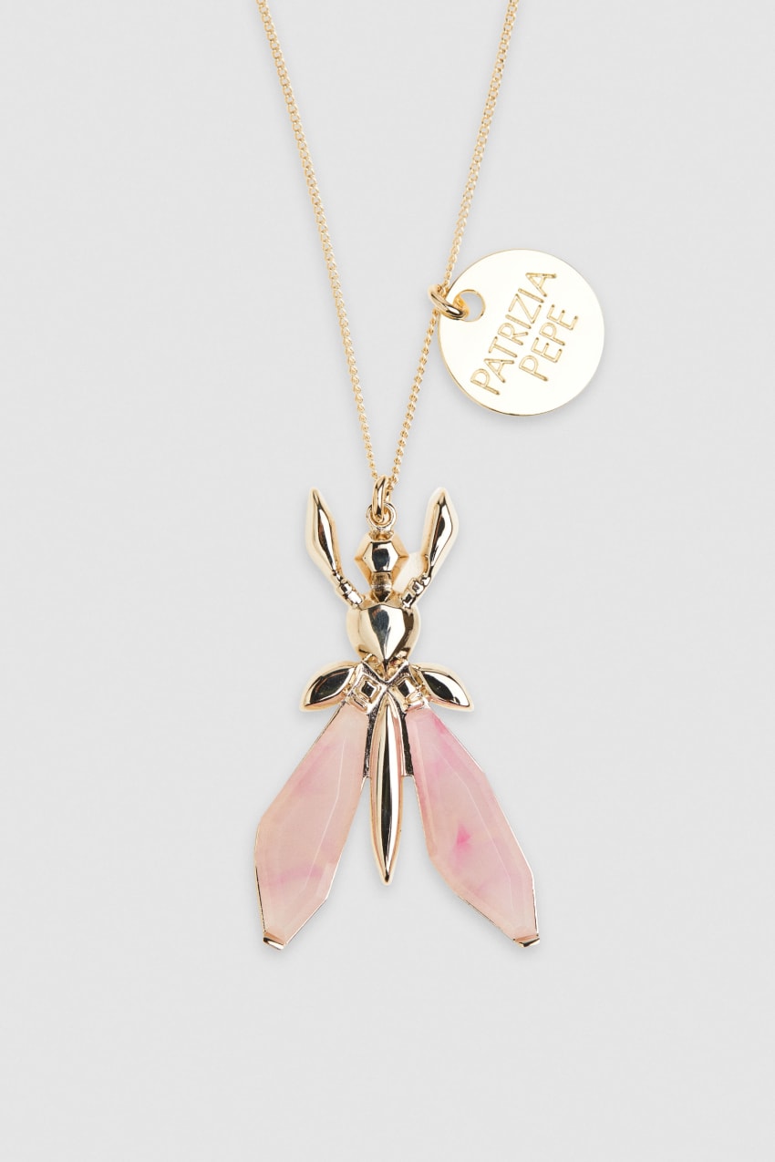 Patrizia Pepe Precious Fly Necklace With Stones Rosa | QXUCHJ-519