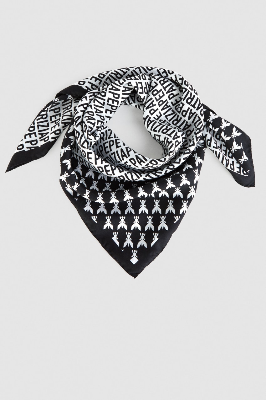 Patrizia Pepe Printed Silk Neckerchief Weiß | UXWKZB-129