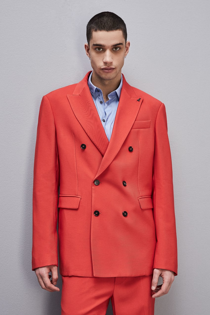 Patrizia Pepe Regular Double-breasted Jacket In Viscose Twill Rot | NQOXRF-061