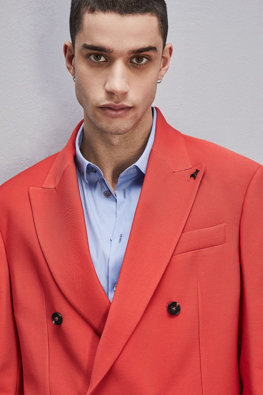 Patrizia Pepe Regular Double-breasted Jacket In Viscose Twill Rot | NQOXRF-061