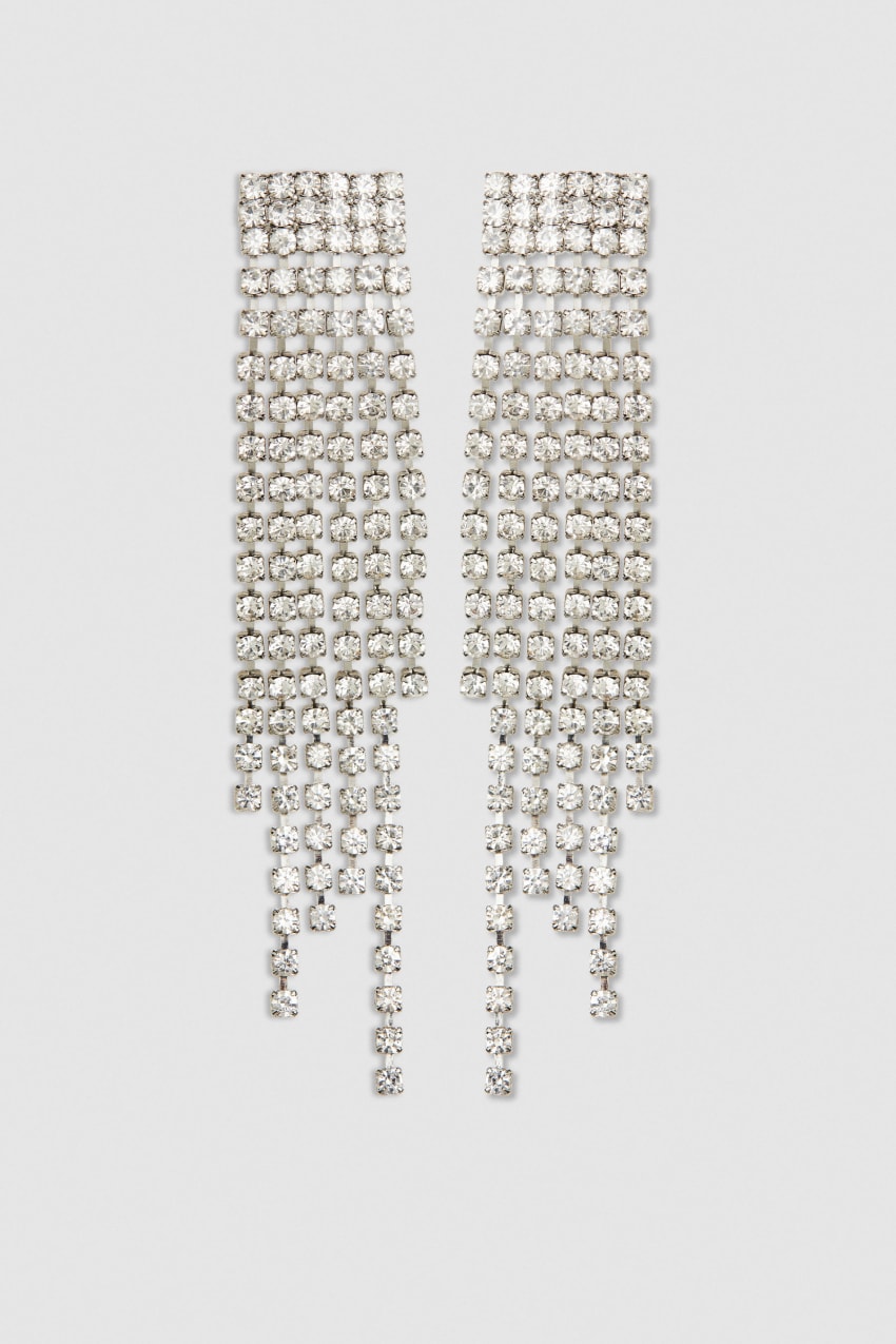 Patrizia Pepe Rhinestone Earrings Silber | OSJBQA-410