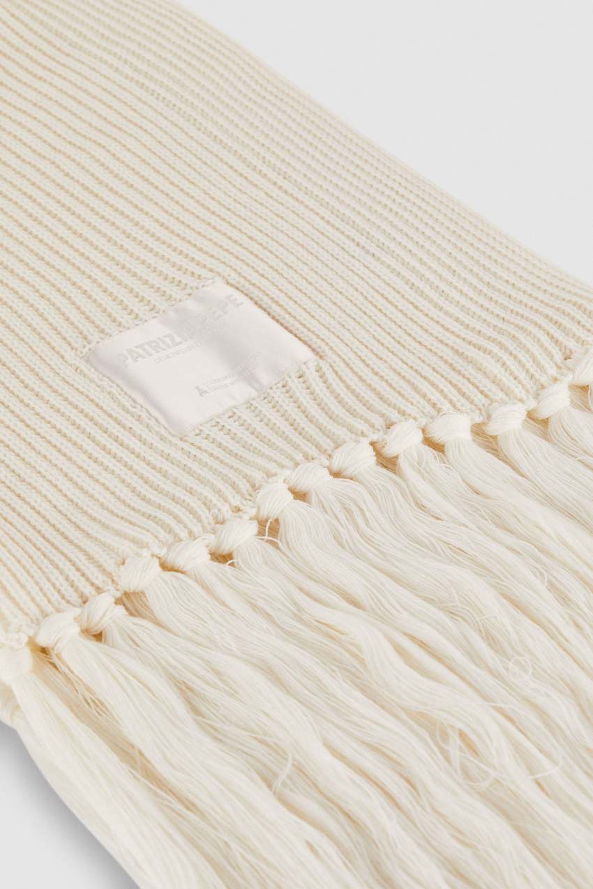 Patrizia Pepe Ribbed Scarf With Fabric Fringes Beige | QXDZKS-248