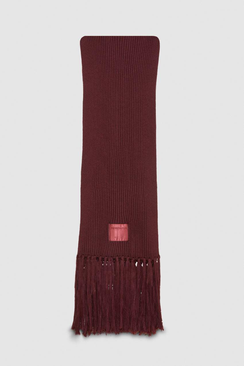 Patrizia Pepe Ribbed Scarf With Fabric Fringes Lila | CVZBPN-967