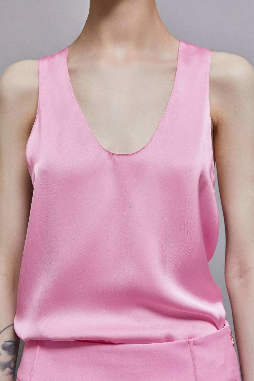 Patrizia Pepe Shiny Satin Blouse Rosa | APUMES-965