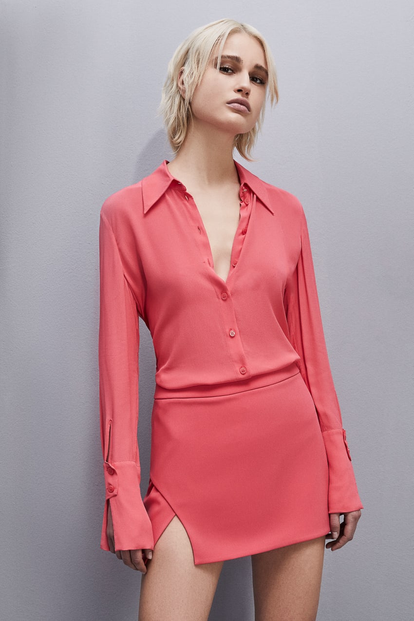 Patrizia Pepe Shirt With High Cuffs Rosa | KIHOFU-162