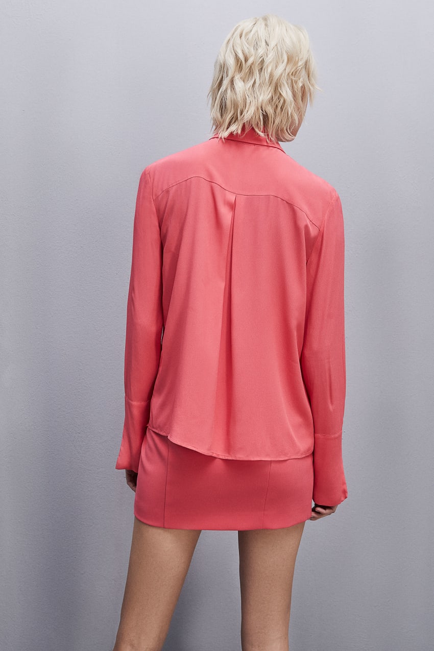 Patrizia Pepe Shirt With High Cuffs Rosa | KIHOFU-162