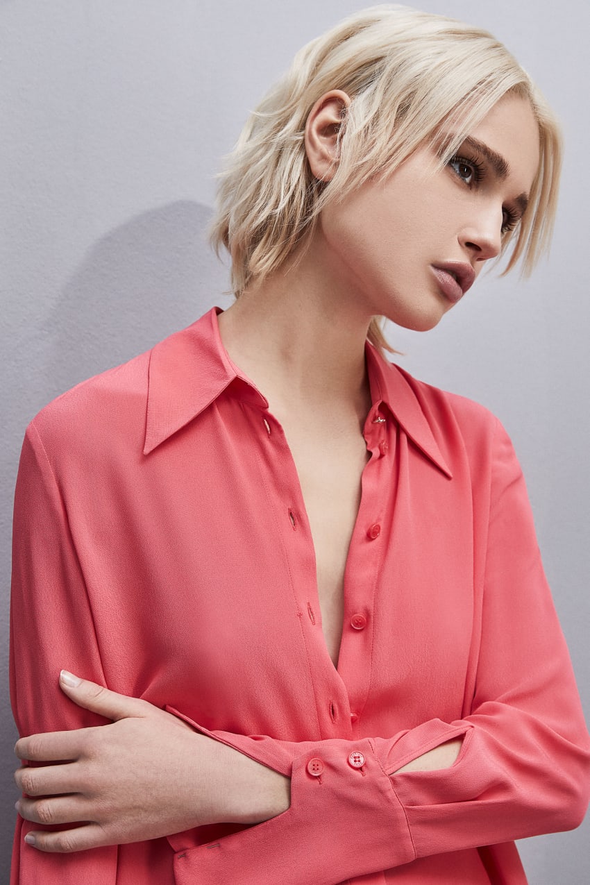 Patrizia Pepe Shirt With High Cuffs Rosa | KIHOFU-162