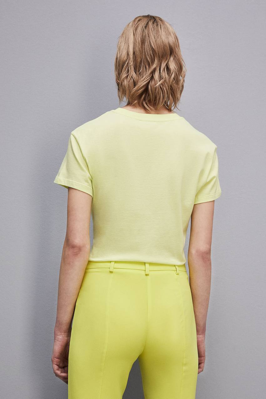 Patrizia Pepe Short-sleeved T-shirt With Logo In Organic Cotton Gelb | BYLKWA-986