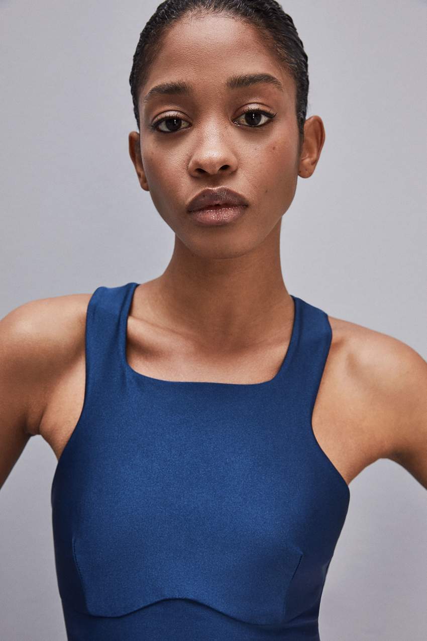 Patrizia Pepe Sleeveless Athleisure Dress In Stretch Jersey Hellblau | UKPDGF-179