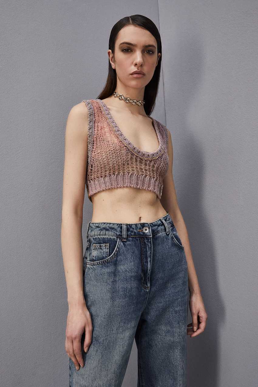 Patrizia Pepe Sleeveless Cropped Top Lila | BSENVH-861