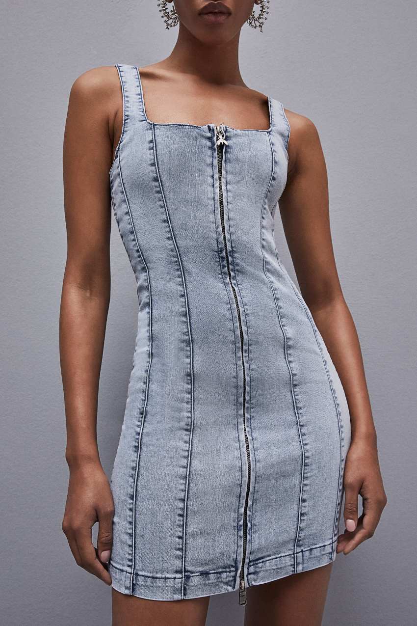 Patrizia Pepe Sleeveless Denim Mini Dress Hellblau | HTGNSO-528