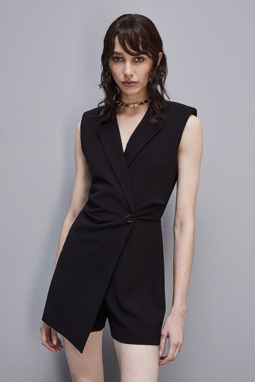 Patrizia Pepe Sleeveless Jumpsuit In Sablè Crepe Fabric Schwarz | NLAGBT-825