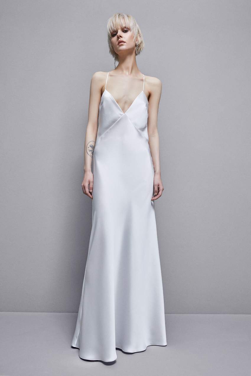 Patrizia Pepe Sleeveless Long Satin Dress Weiß | TYLNJI-462