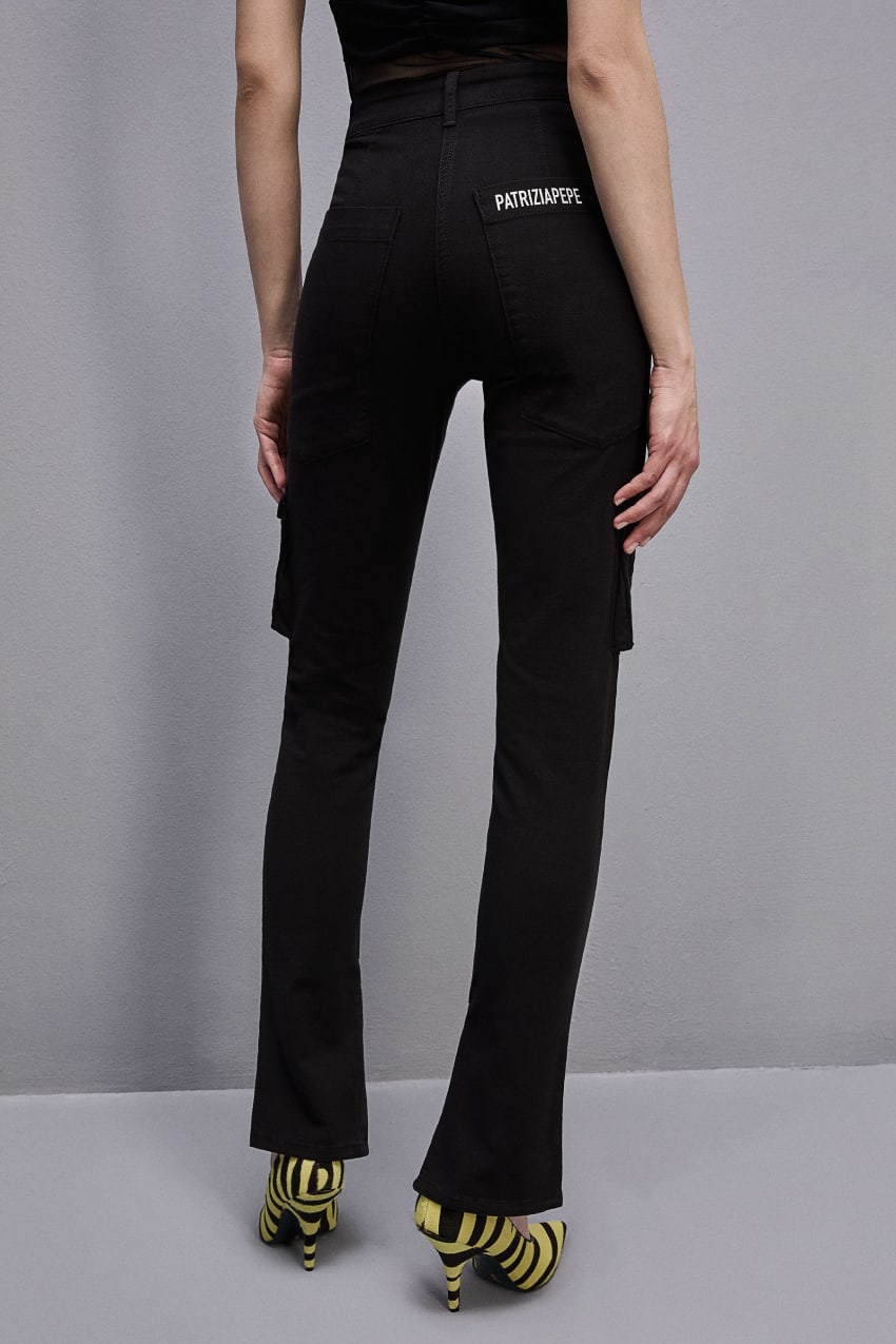 Patrizia Pepe Slim Cargo Pants Schwarz | DXSUIY-138