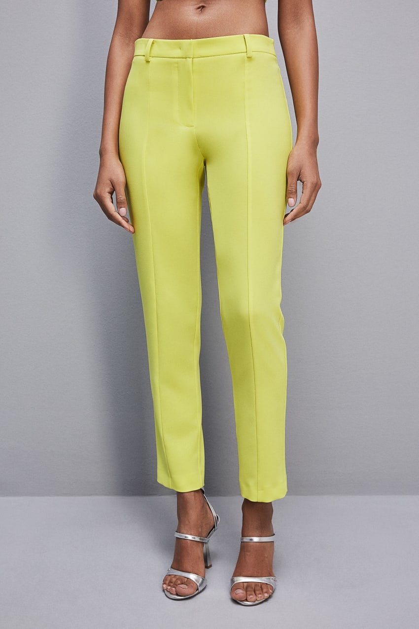 Patrizia Pepe Slim Cigarette Pants In Sablè Crepe Fabric Gelb | QANHYR-094