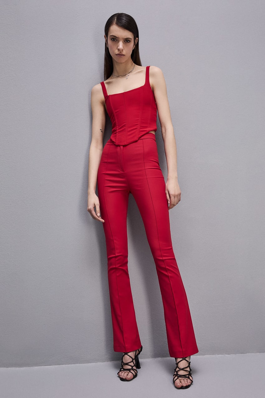 Patrizia Pepe Slim Flare Pants Rot | PZVYHU-750