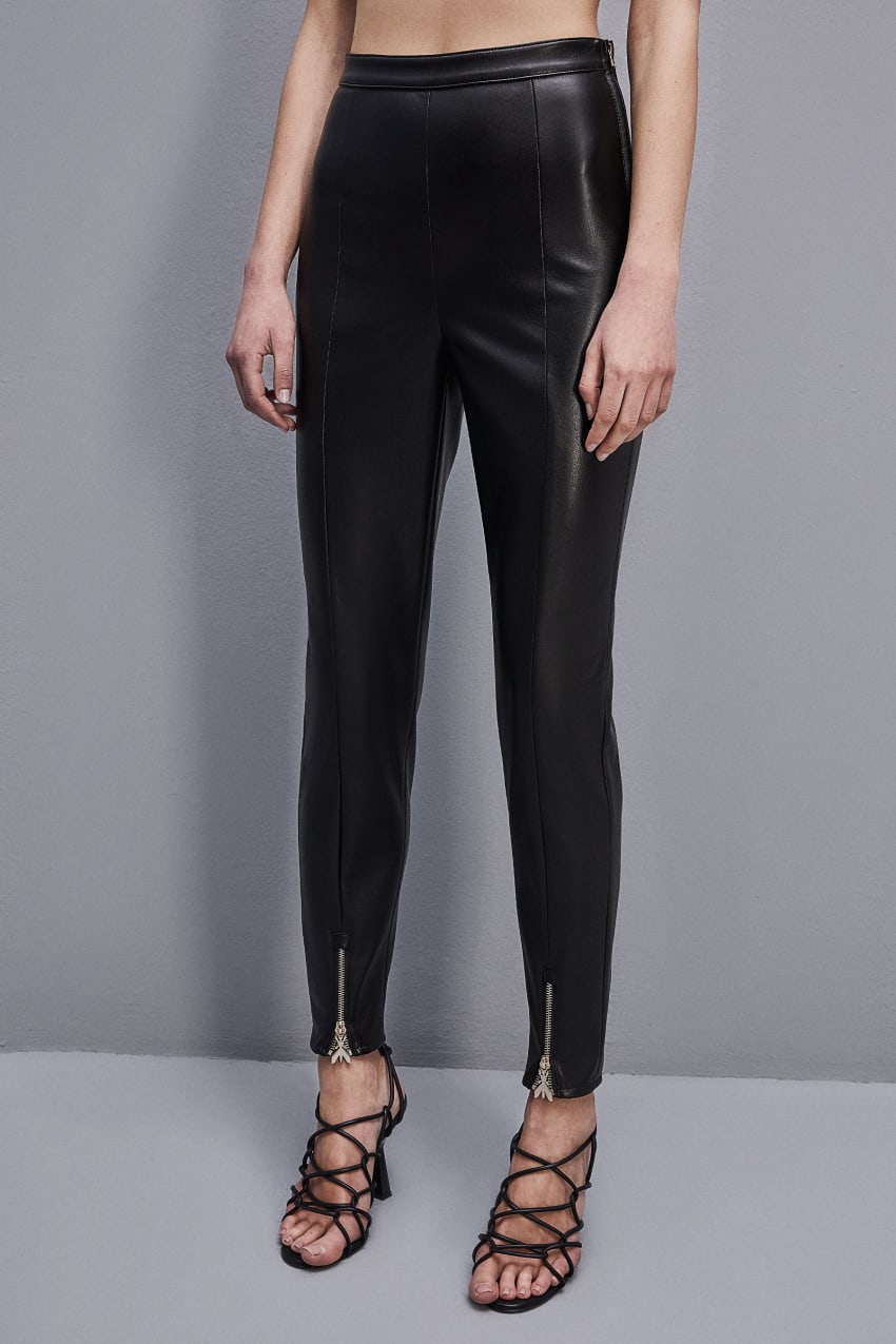 Patrizia Pepe Slim Leggings In Coated Fabric Schwarz | KFCHLE-270