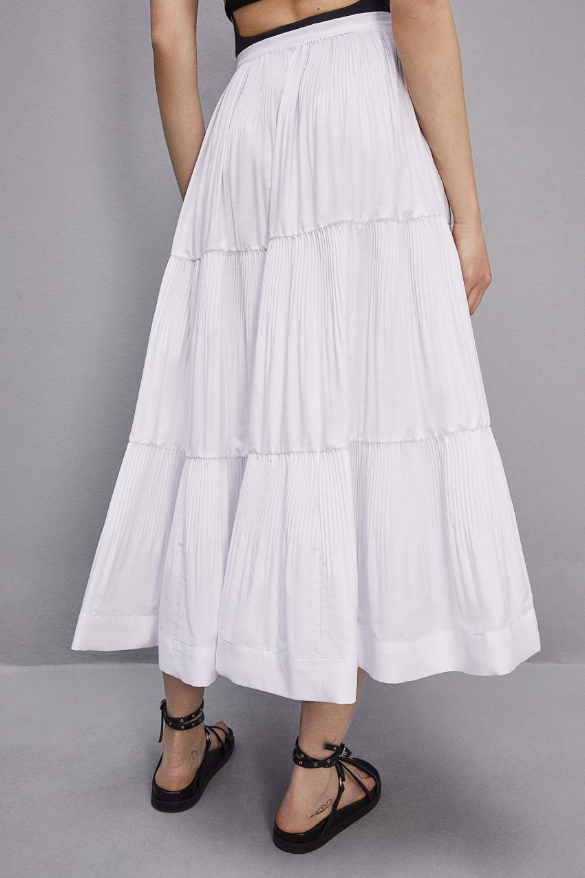 Patrizia Pepe Soft Ankle Pleated Skirt Weiß | UPVNIQ-753