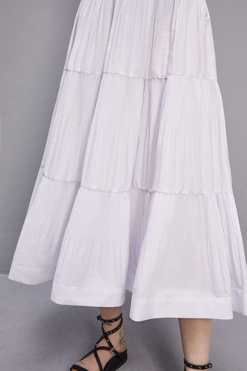 Patrizia Pepe Soft Ankle Pleated Skirt Weiß | UPVNIQ-753