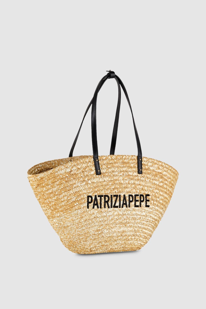 Patrizia Pepe Straw Shopper Beige | LFMXYO-451