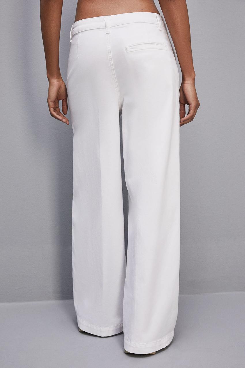 Patrizia Pepe Stretch Cotton Satin Palazzo Pants Weiß | ZSFINC-864