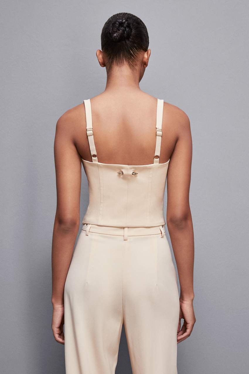 Patrizia Pepe Stretch Fabric Bustier Top Beige | YPQECB-673