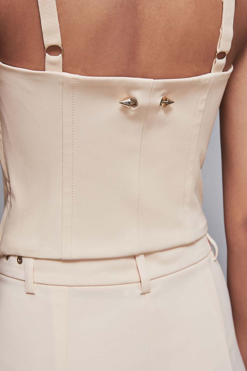 Patrizia Pepe Stretch Fabric Bustier Top Beige | YPQECB-673