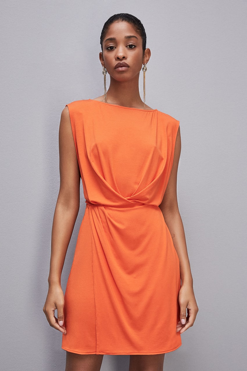 Patrizia Pepe Stretch Jersey Boat-neck Dress Orange | HRWIBF-038