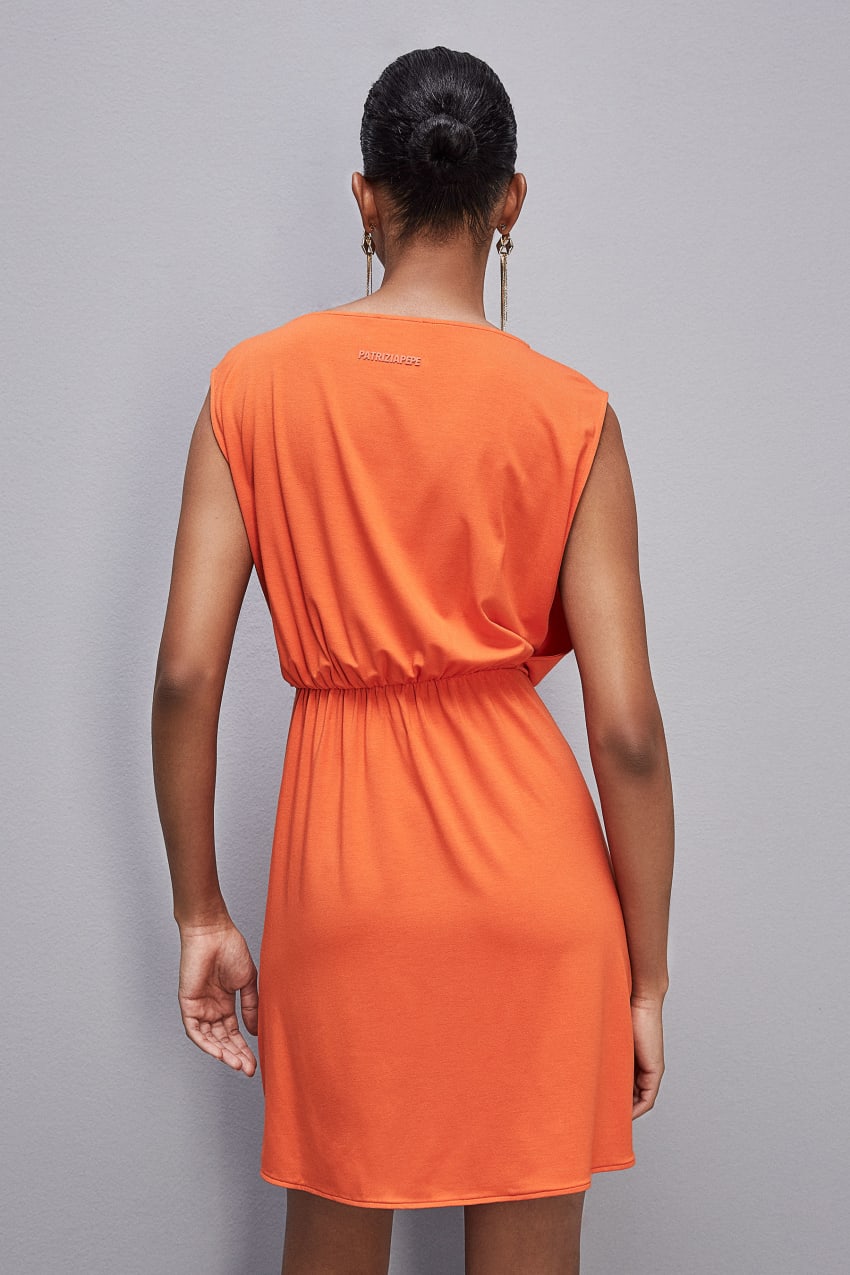 Patrizia Pepe Stretch Jersey Boat-neck Dress Orange | HRWIBF-038