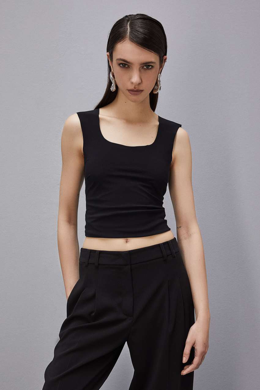 Patrizia Pepe Stretch Jersey Tank Top Schwarz | WRQVKE-356