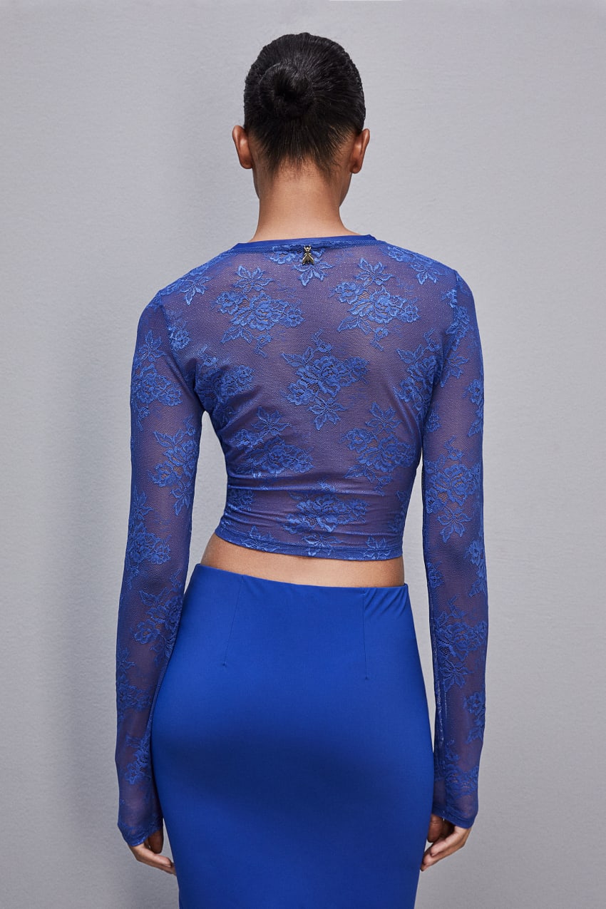 Patrizia Pepe Stretch Lace Jersey Top Hellblau | IJBYER-184