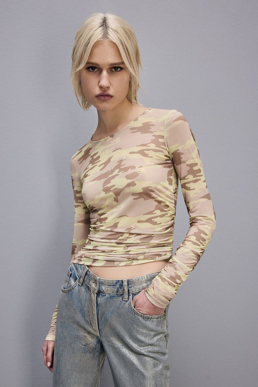 Patrizia Pepe Stretch Tulle T-shirt Militare | MFSCAZ-268