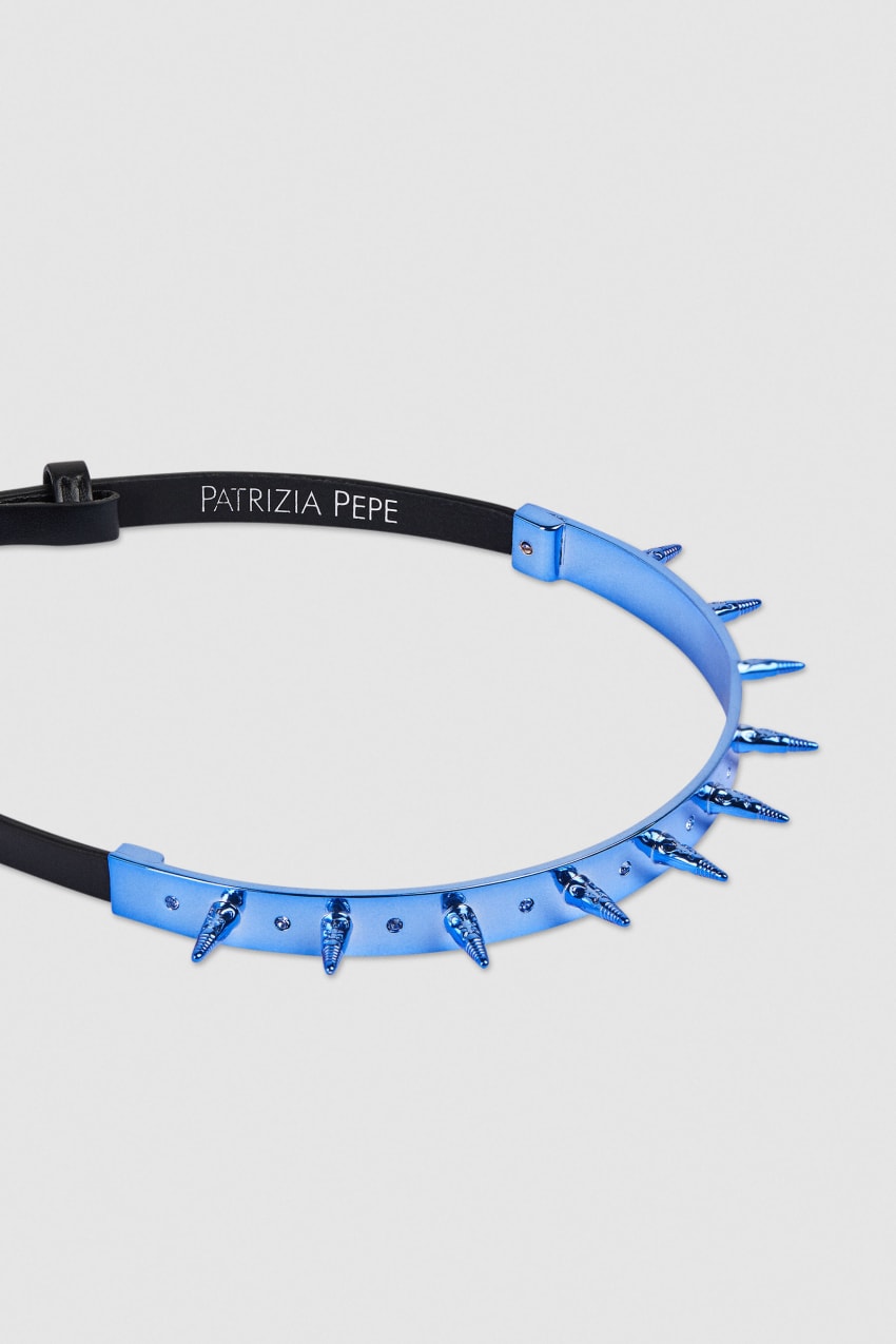 Patrizia Pepe Studded Leather Choker Blau | TSVFBY-520