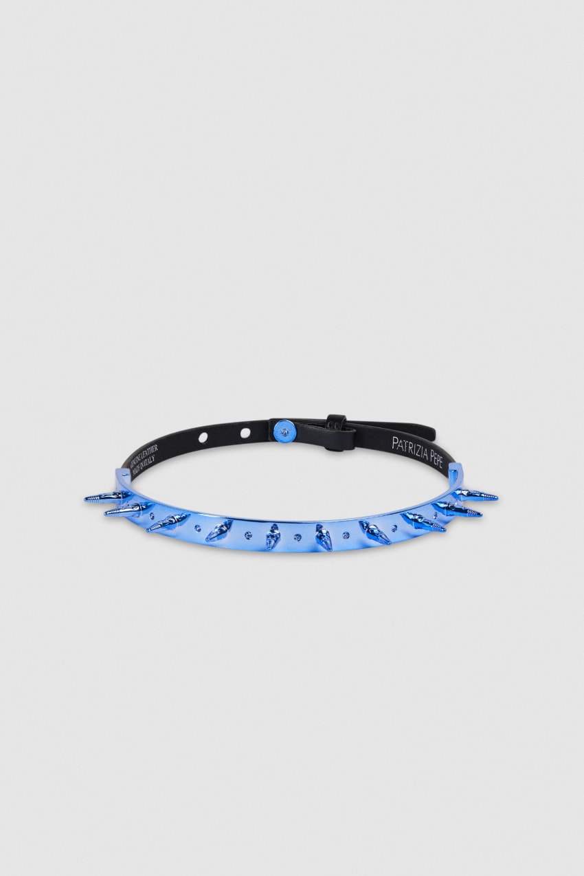 Patrizia Pepe Studded Leather Choker Blau | TSVFBY-520