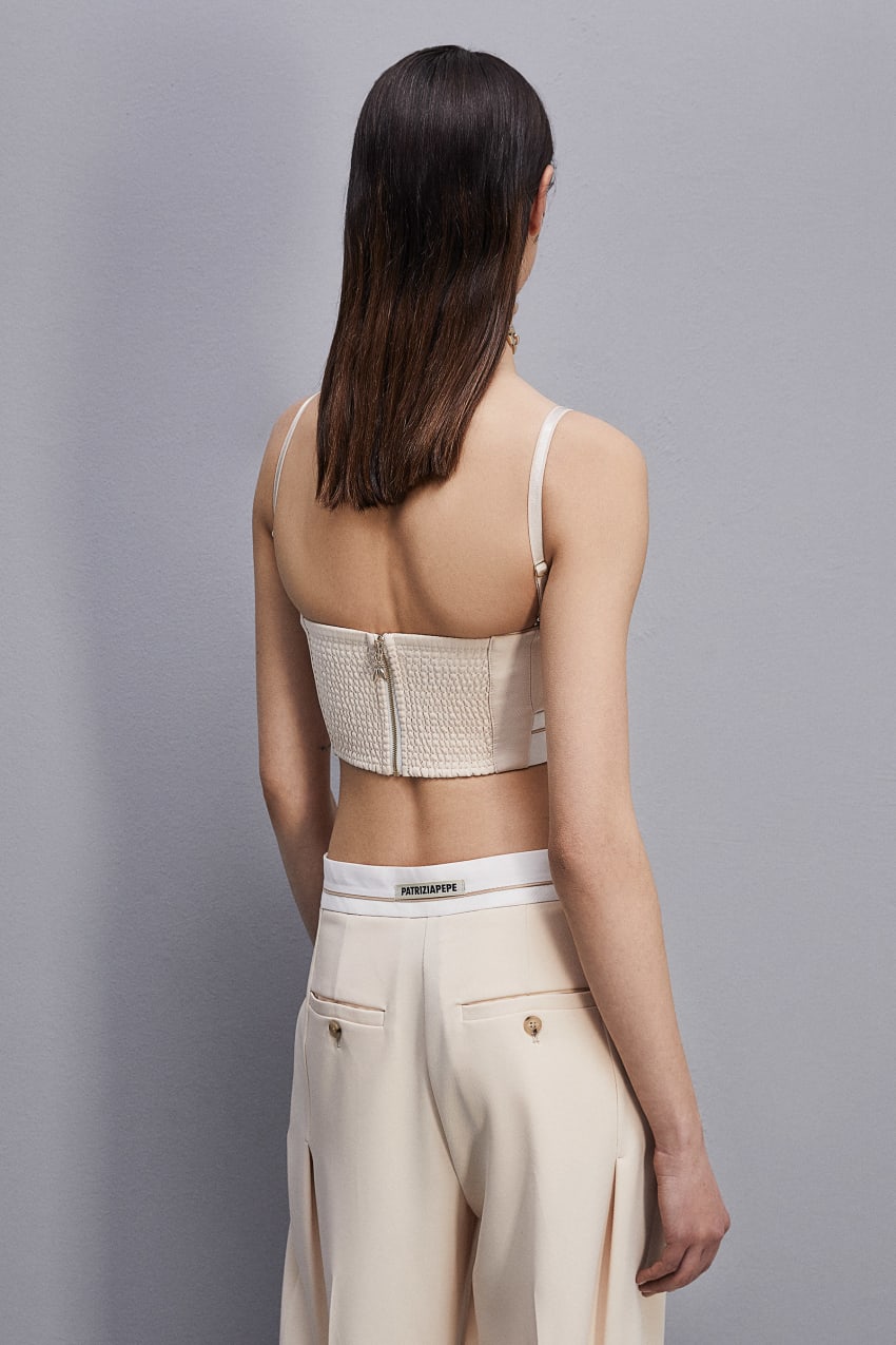 Patrizia Pepe Tailored Bustier With Belt Beige | MFSLAX-256