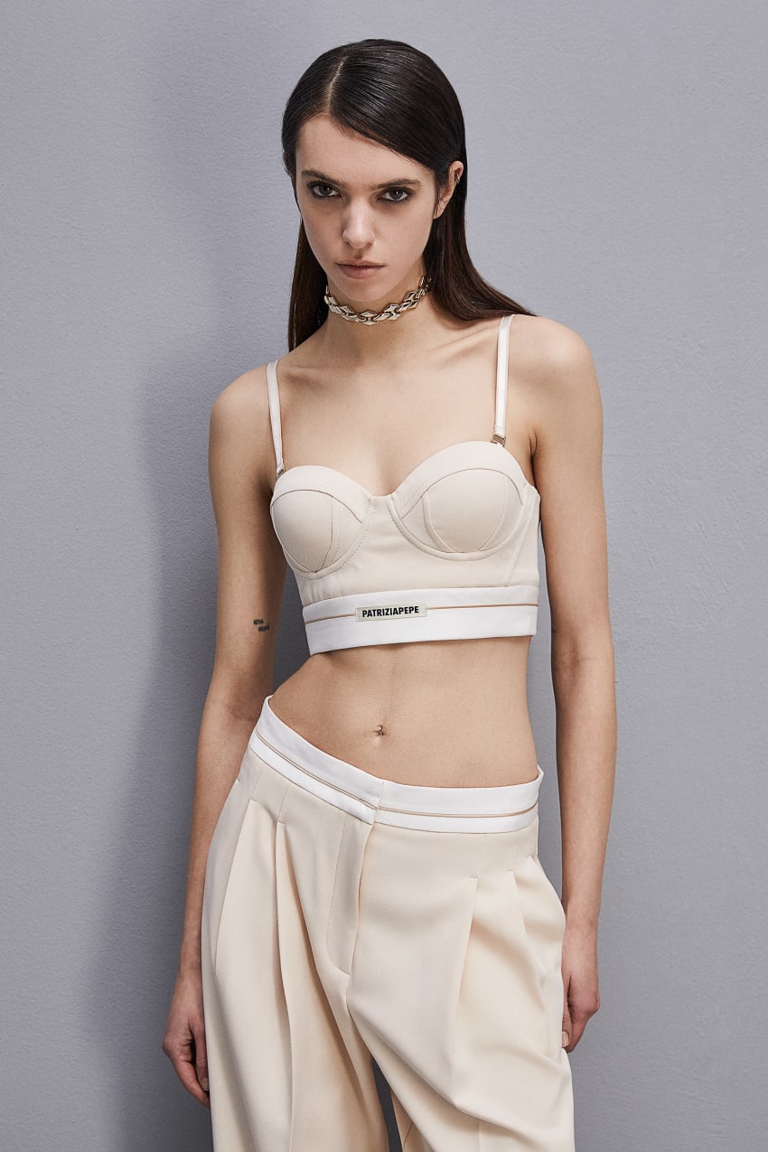 Patrizia Pepe Tailored Bustier With Belt Beige | MFSLAX-256