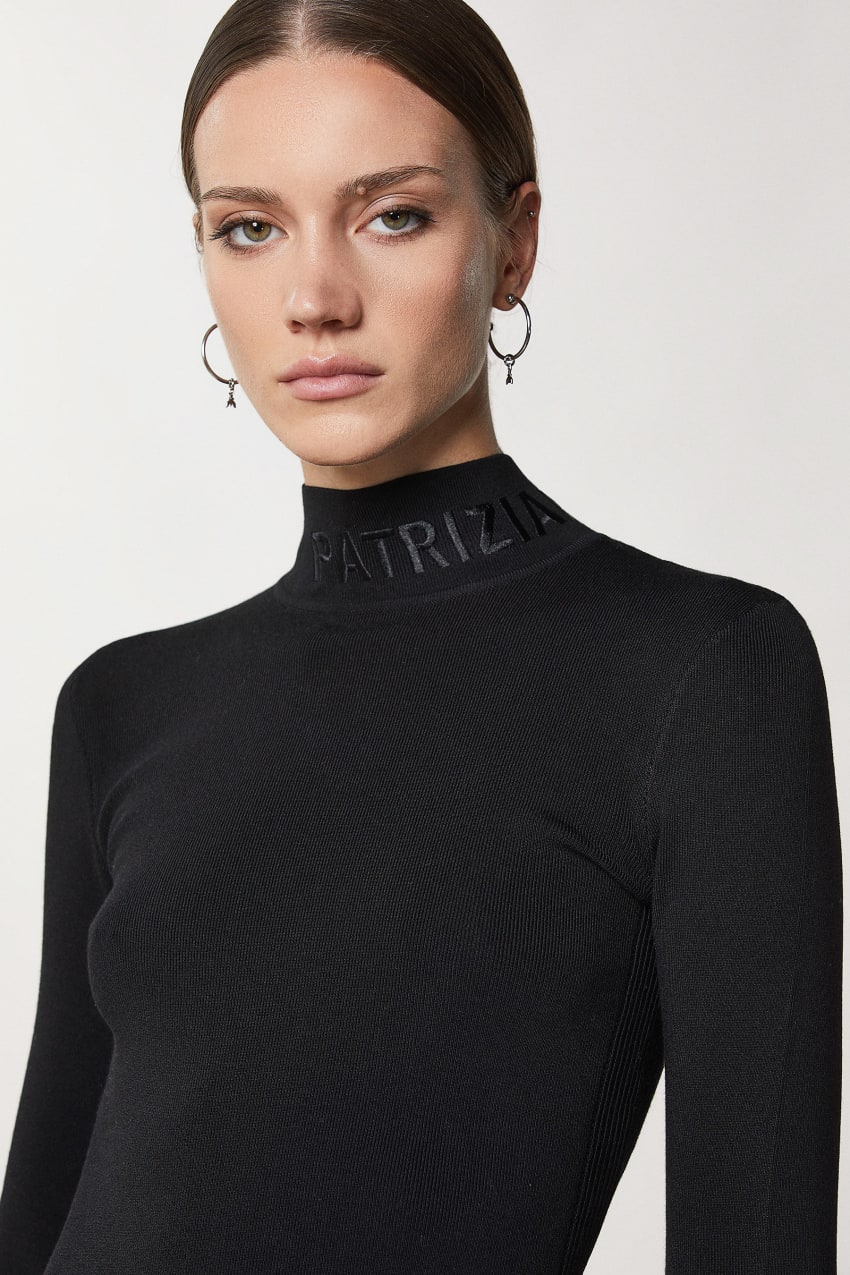 Patrizia Pepe Turtleneck With Logo Schwarz | ISGUEH-053